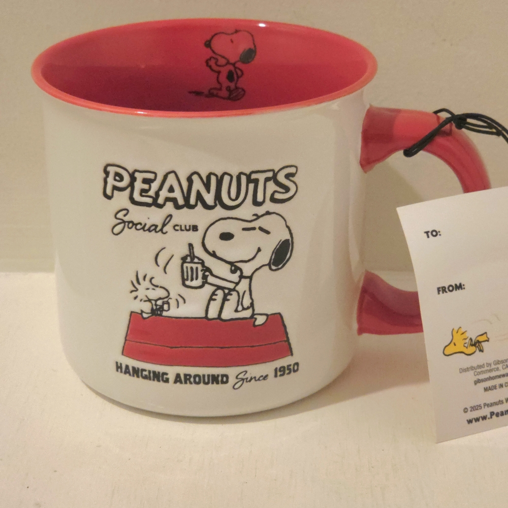 Peanuts Snoopy And Gand 75th Anniversary Mug. Hanging Around Since 1950